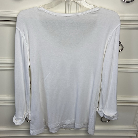 Lace bib faux Henley with 3/4 turn back sleeves - Picture 6 of 8